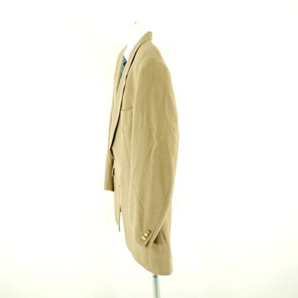 Jack Nicklaus Tournament Tan‎ Basket Weave Wool Tan 2 Gold Button Blazer 44L - Picture 6 of 13